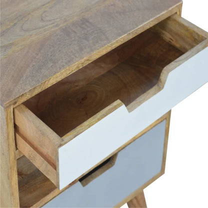 Grey and White Cut-out Bedside Table | Nightstand