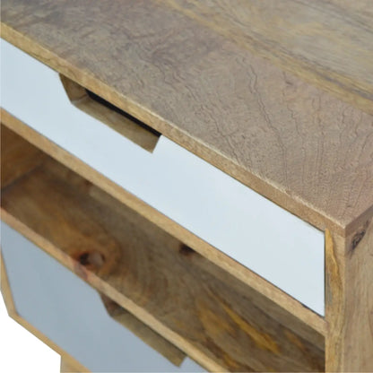 Grey and White Cut-out Bedside Table | Nightstand