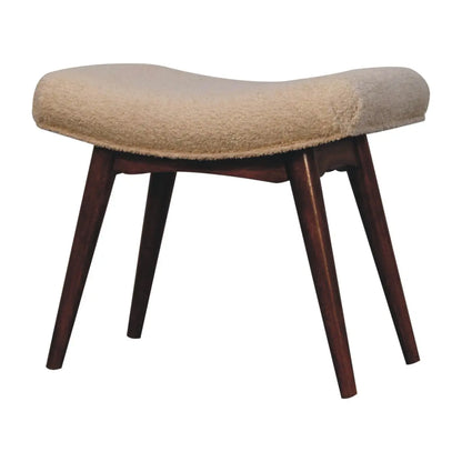 Honey Caramel Boucle Cream Curved Bench