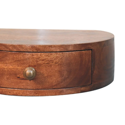 Honey Caramel Wall Mounted Rounded Bedside Table | Nightstand