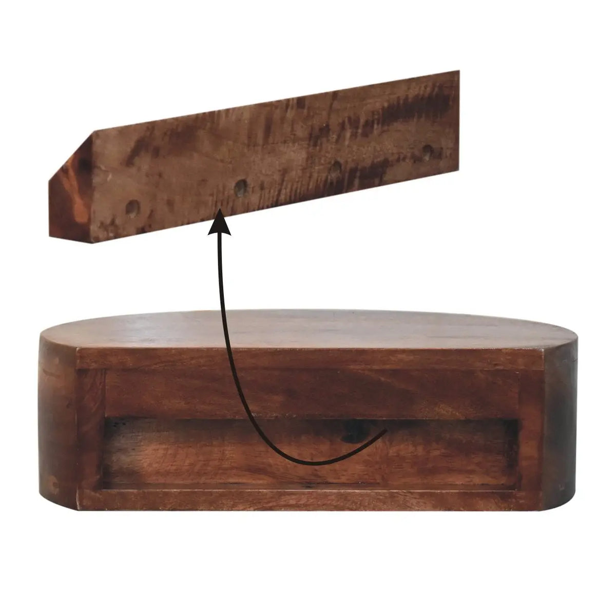 Honey Caramel Wall Mounted Rounded Bedside Table | Nightstand