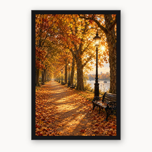 Hyde Park Autumn framed wall art by Livvat, black frame