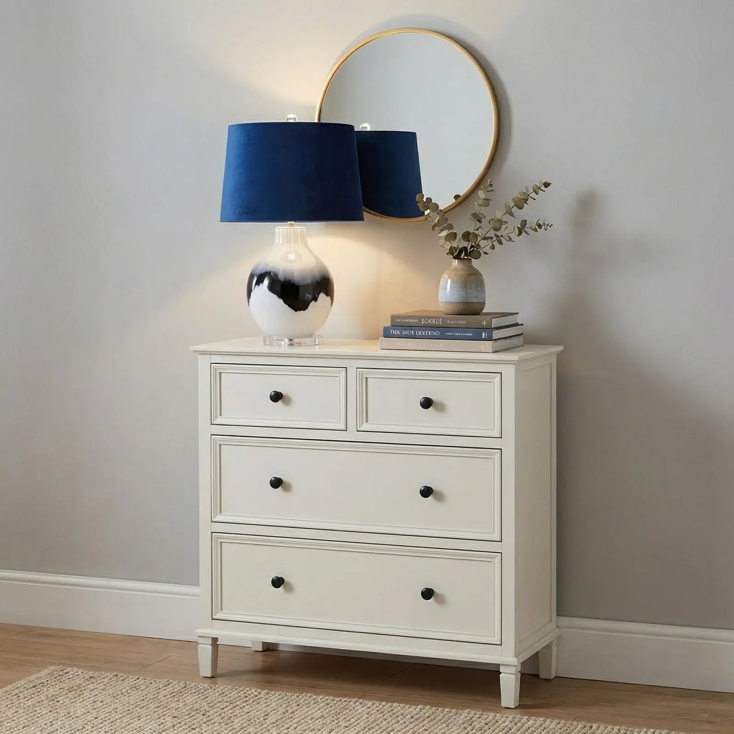 Ice Shadows Table Lamp With Navy Blue Lampshade