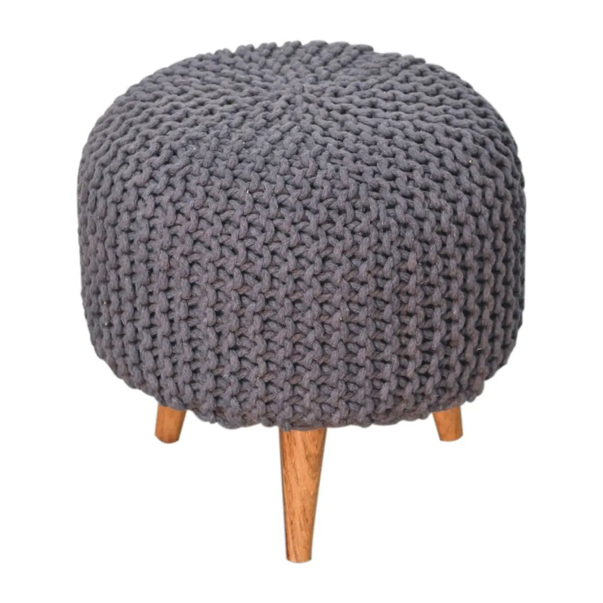 Keeva Grey Round Footstool | Ottoman