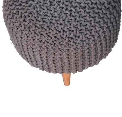 Keeva Grey Round Footstool | Ottoman