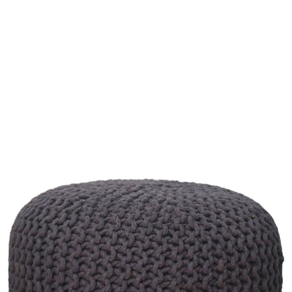 Keeva Grey Round Footstool | Ottoman
