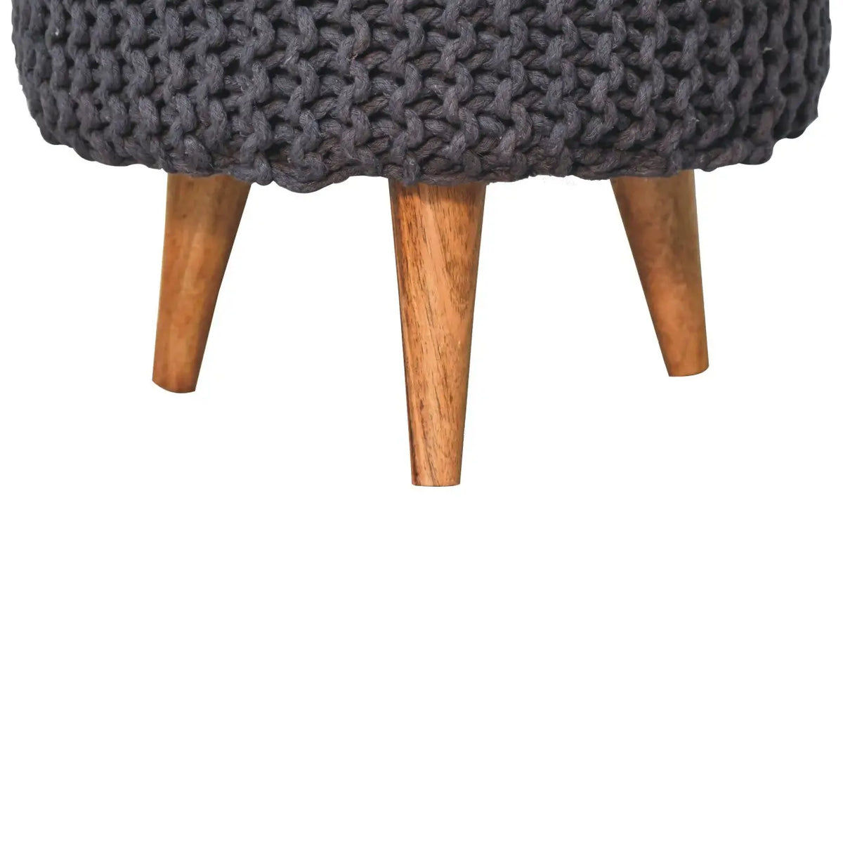 Keeva Grey Round Footstool | Ottoman