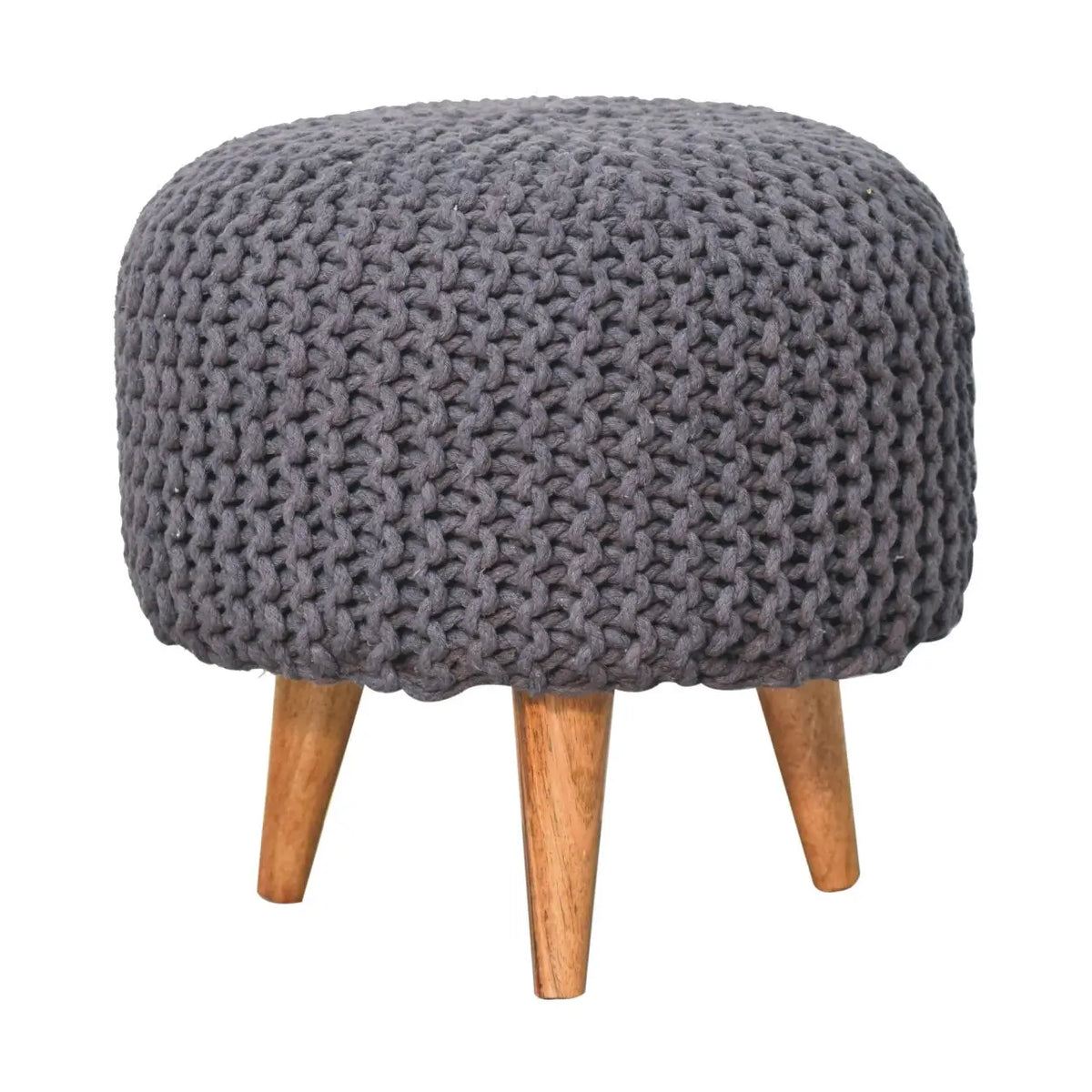 Keeva Grey Round Footstool | Ottoman