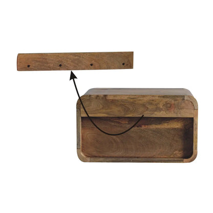 Large Oak-ish Curve Upper Slot Floating Bedside Table | Nightstand