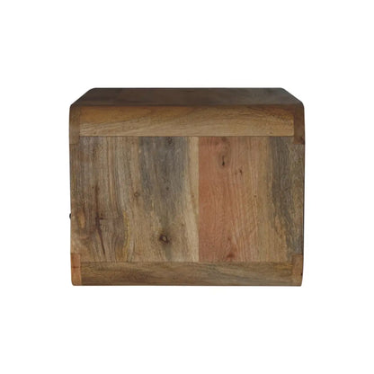 Large Oak-ish Curve Upper Slot Floating Bedside Table | Nightstand
