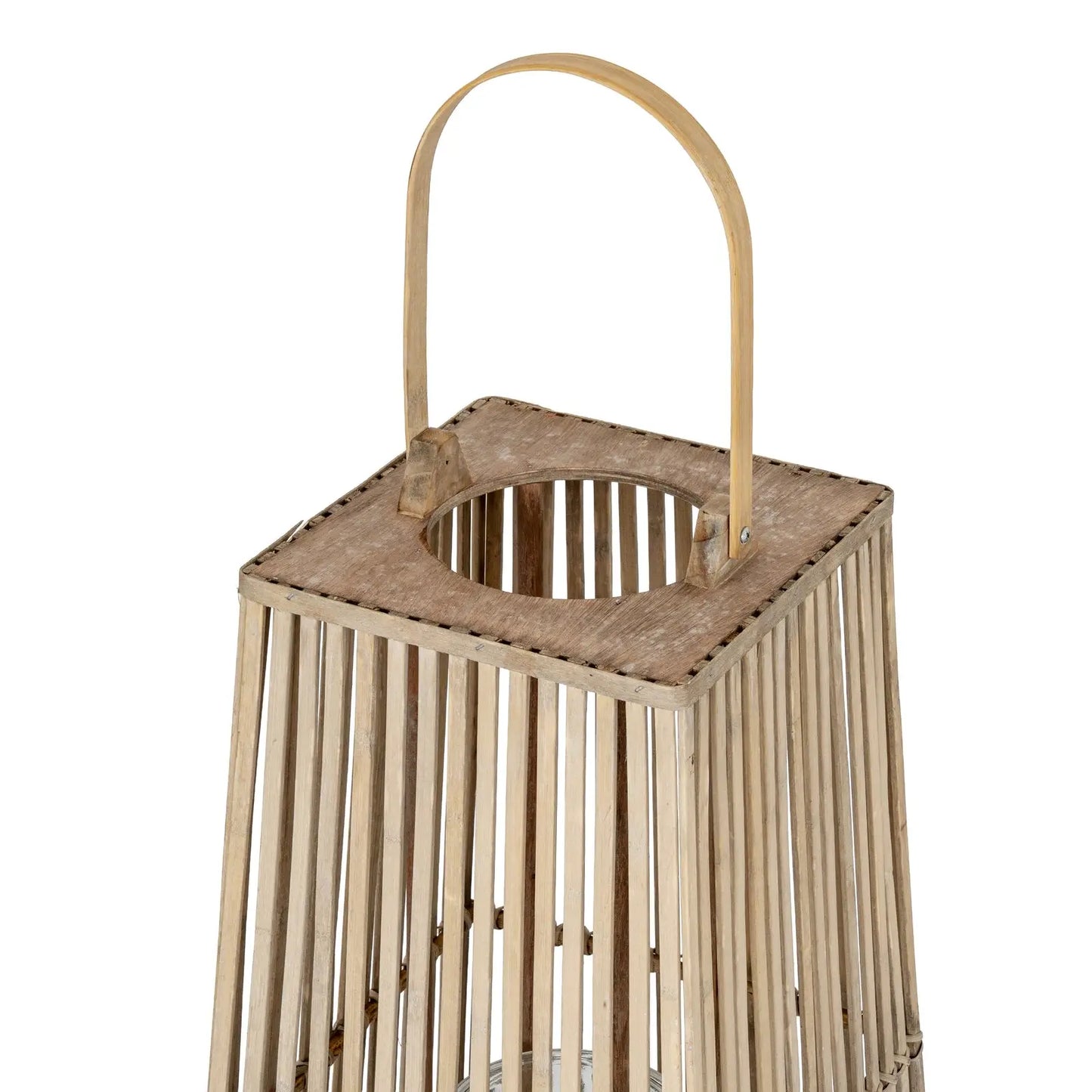 Large Silo Wicker Lantern With Glass Holder