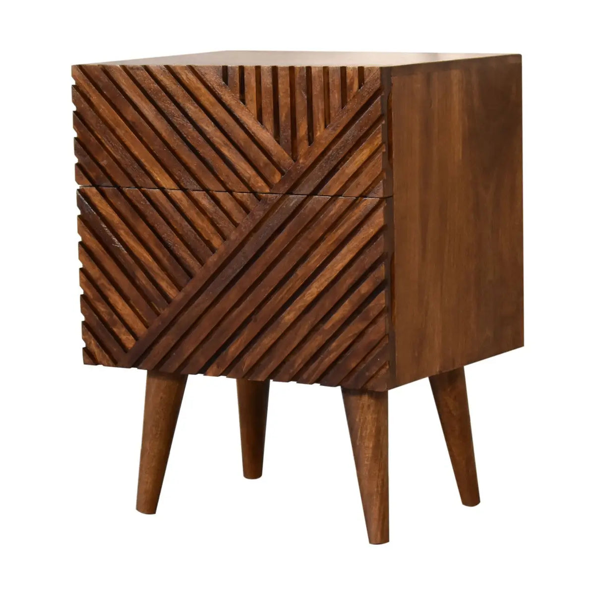 Lille 2 Drawer Chestnut Bedside Table Nightstand Solid Mango Wood Bedroom
