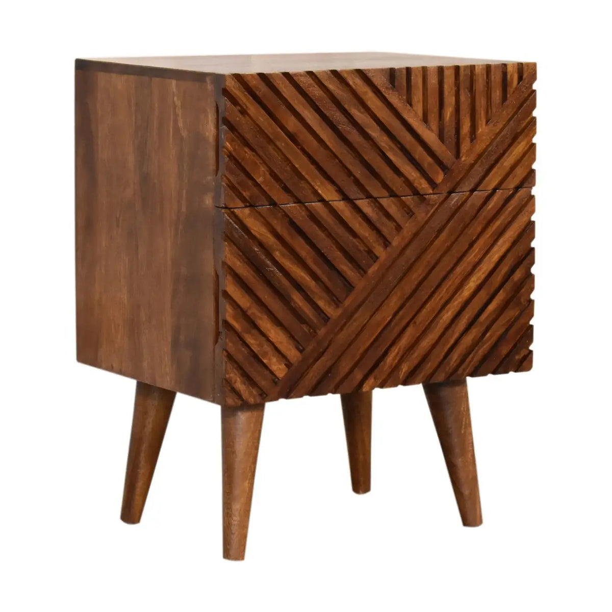 Lille 2 Drawer Chestnut Bedside Table Nightstand Solid Mango Wood Bedroom
