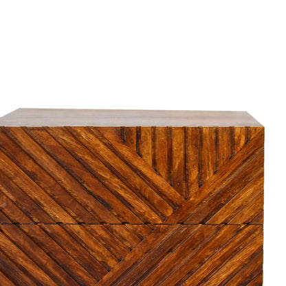 Lille 2 Drawer Chestnut Bedside Table Nightstand Solid Mango Wood Bedroom