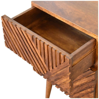 Lille 2 Drawer Chestnut Bedside Table Nightstand Solid Mango Wood Bedroom