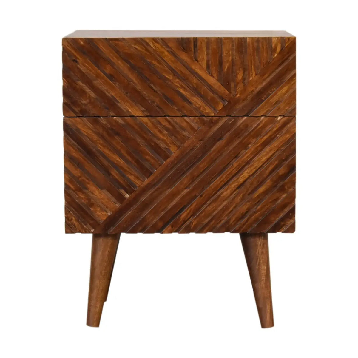 Lille 2 Drawer Chestnut Bedside Table Nightstand Solid Mango Wood Bedroom