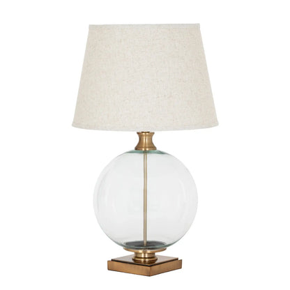 Lunel Glass Orb Table Lamp With Edged Linen Shade