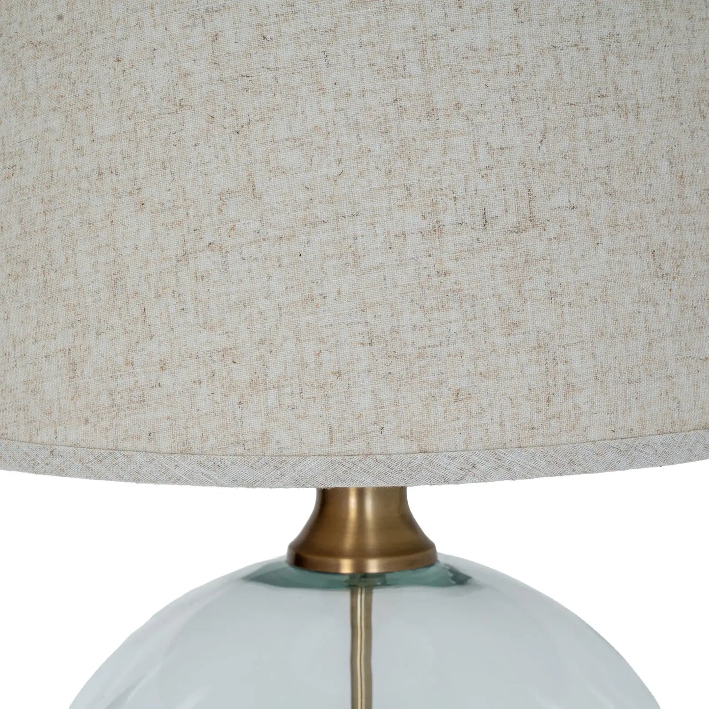 Lunel Glass Orb Table Lamp With Edged Linen Shade