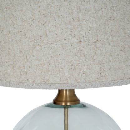 Lunel Glass Orb Table Lamp With Edged Linen Shade
