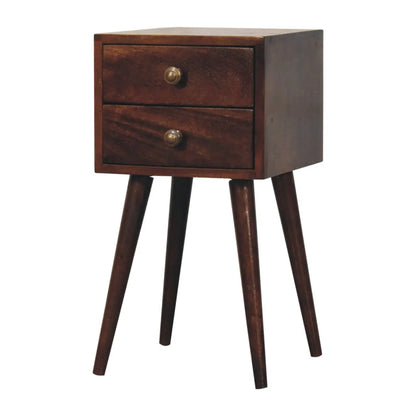 Mini 2 Drawer California Walnut Bedside Table | Nightstand
