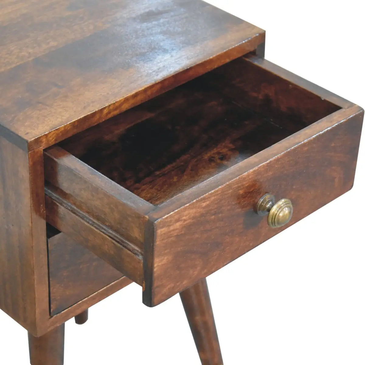 Mini 2 Drawer California Walnut Bedside Table | Nightstand