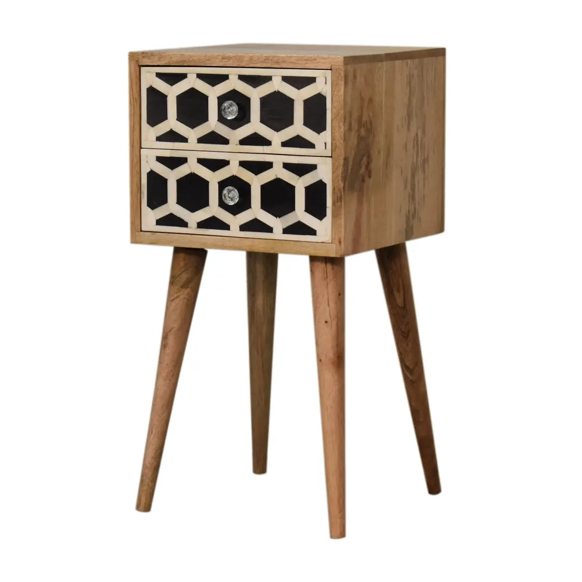 Mini Bone Inlay 2 Drawer Bedside Table | Nightstand