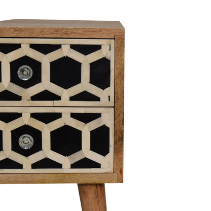 Mini Bone Inlay 2 Drawer Bedside Table | Nightstand