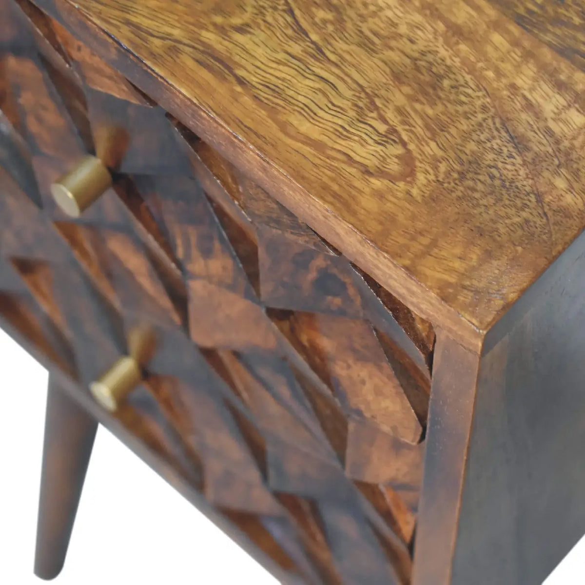 Mini Chestnut Cube 2 Drawer Bedside Table | Nightstand