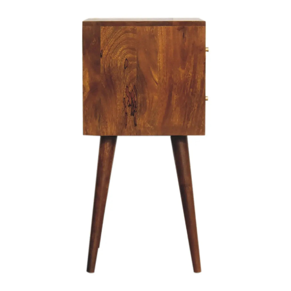 Mini Chestnut Cube 2 Drawer Bedside Table | Nightstand