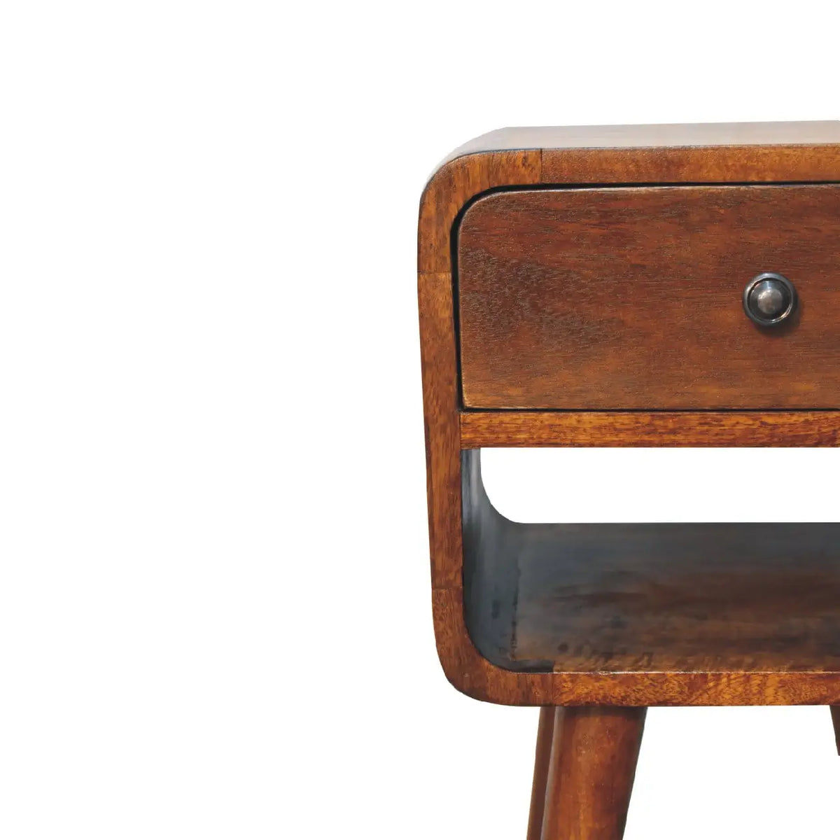 Mini Chestnut Curve Lower Bedside Table | Nightstand