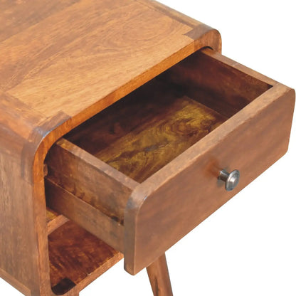 Mini Chestnut Curve Lower Bedside Table | Nightstand