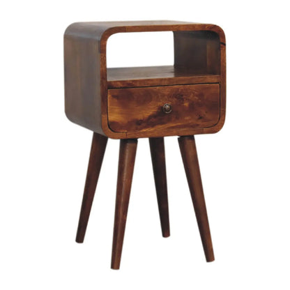 Mini Chestnut Curve Open Bedside Table | Nightstand