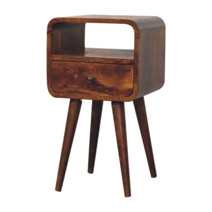 Mini Chestnut Curve Open Bedside Table | Nightstand