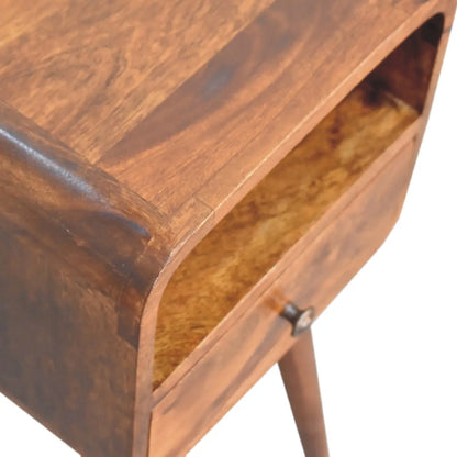 Mini Chestnut Curve Open Bedside Table | Nightstand