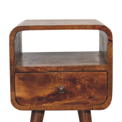Mini Chestnut Curve Open Bedside Table | Nightstand