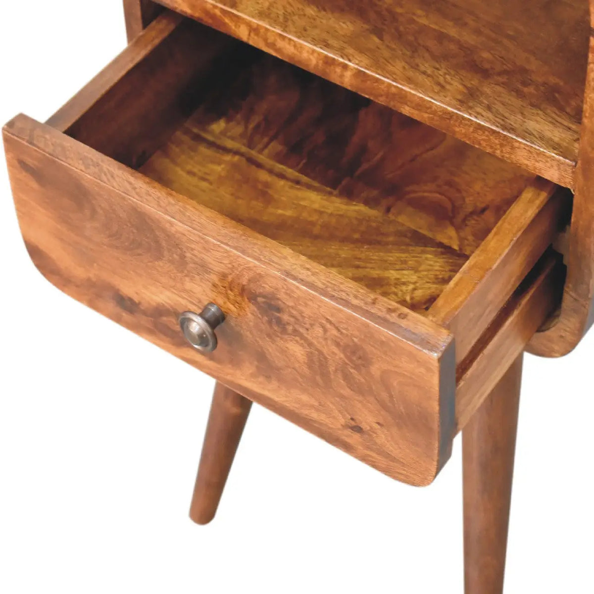 Mini Chestnut Curve Open Bedside Table | Nightstand