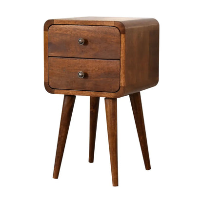 Mini Chestnut Curved Bedside Table | Nightstand