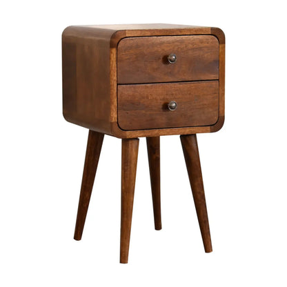 Mini Chestnut Curved Bedside Table | Nightstand