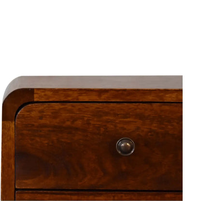 Mini Chestnut Curved Bedside Table | Nightstand