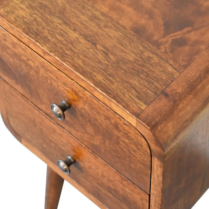 Mini Chestnut Curved Bedside Table | Nightstand