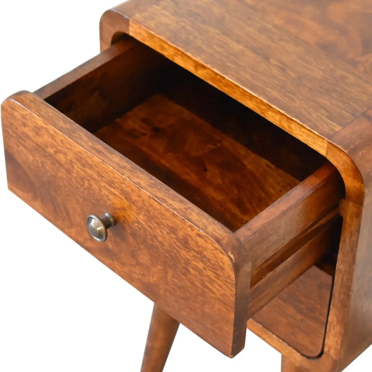 Mini Chestnut Curved Bedside Table | Nightstand
