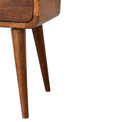 Mini Chestnut Curved Bedside Table | Nightstand