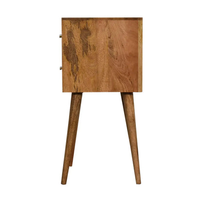 Mini Cube Carved 2 Drawer Bedside Table | Nightstand