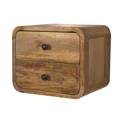 Mini Curve Oak-ish Floating Bedside Table | Nightstand