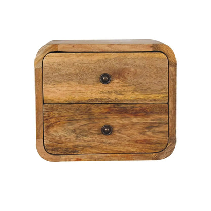 Mini Curve Oak-ish Floating Bedside Table | Nightstand