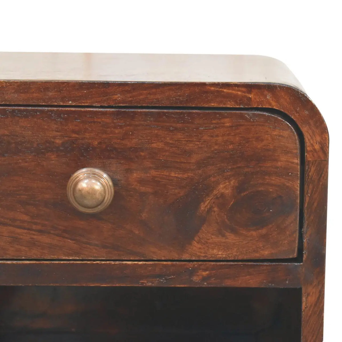 Mini Curved California Walnut Wall Mounted Bedside Table | Nightstand