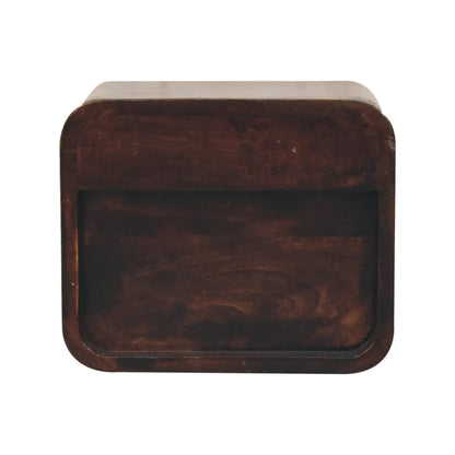 Mini Curved California Walnut Wall Mounted Bedside Table | Nightstand