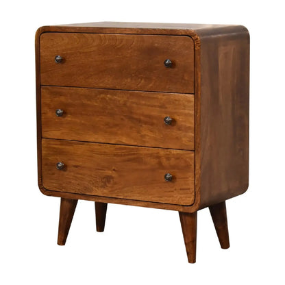 Mini Curved Chestnut Chest of Drawers