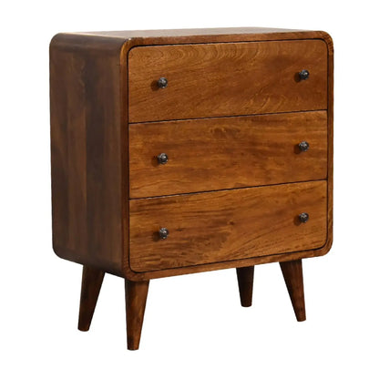 Mini Curved Chestnut Chest of Drawers