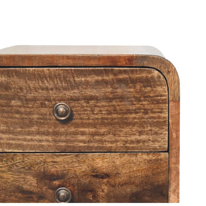 Mini Curved Grey Washed Bedside Table | Nightstand